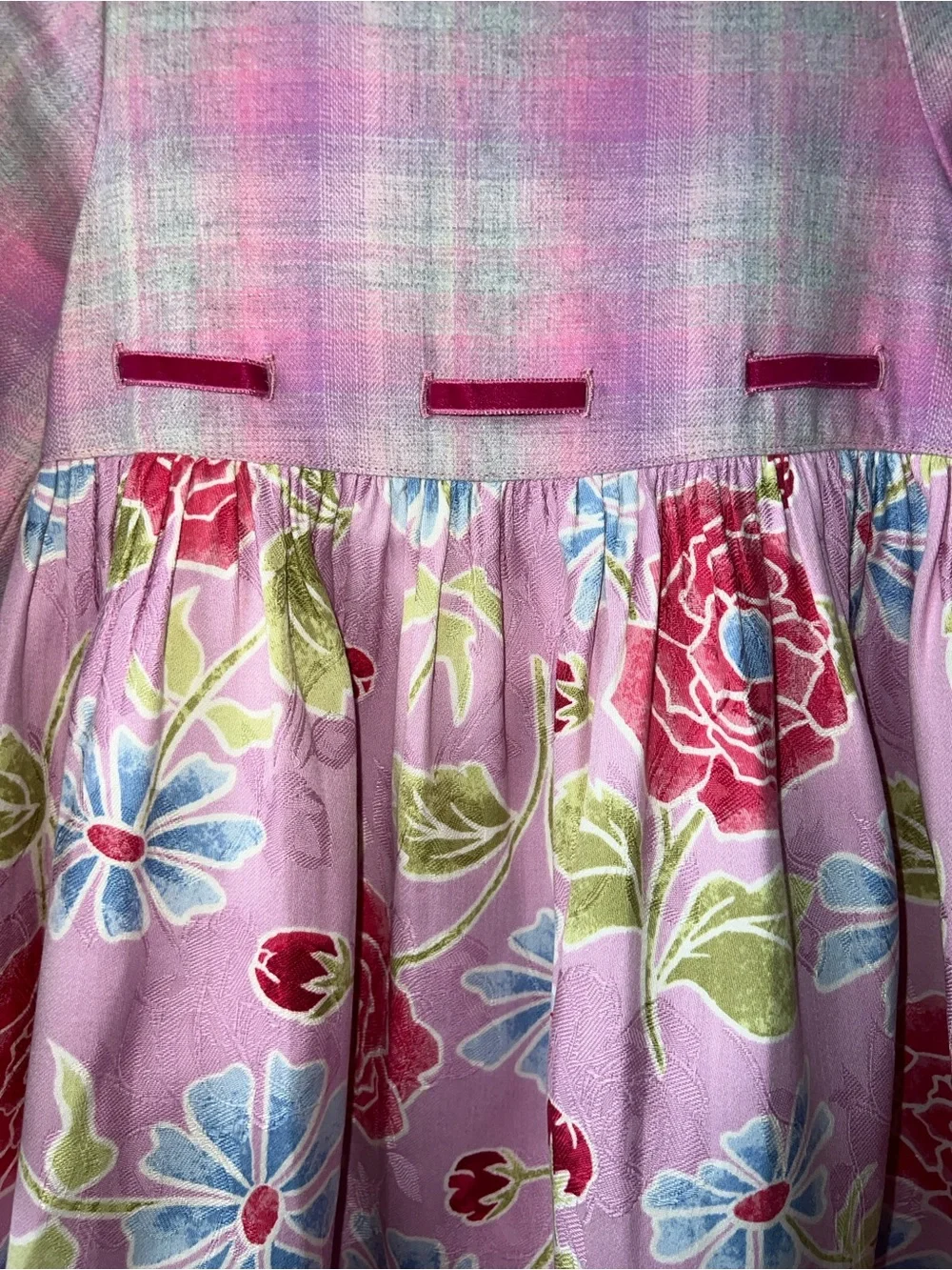 Vintage Baby Lulu Pink Floral Girls Long Sleeve Dress
